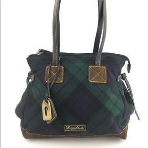 Dooney & Bourke Navy/Green Plaid Shoulder Bag